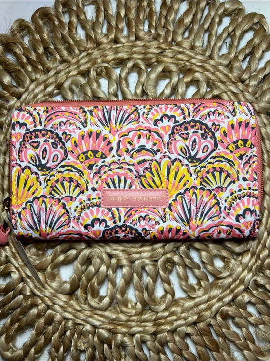 Simply Southern Handbags - Simply Southern Quilted Shell Pink Yellow Printed Zip-Around Wallet